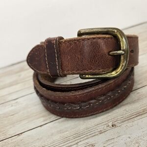Merona Genuine Leather Braded Design Mens Sz. 32-34 Belt Sturdy-Great Condition